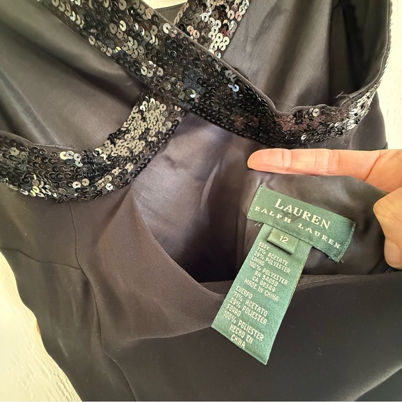 Ralph Lauren Black Sequin Strap Chemise - Picture 8 of 11